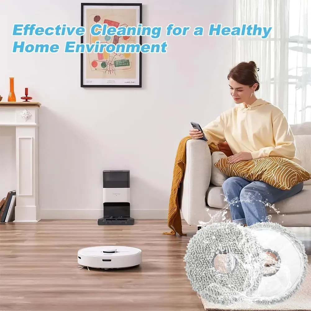 8 Piezas Almohadillas para Trapear, Almohadillas Limpieza Lavable Microfibra Kit de Reemplazo de Accesorios para Aspiradora, Mop