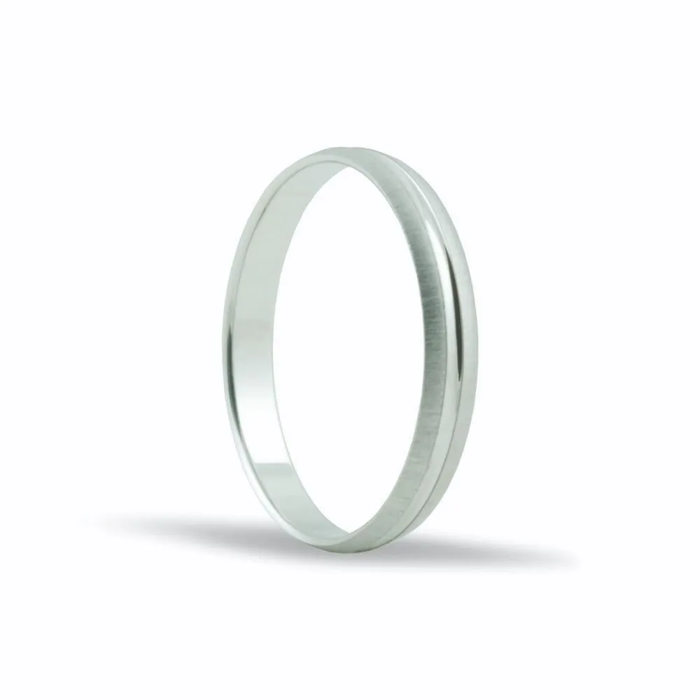Alianza de oro blanco 18k de 3 mm mate con linea
