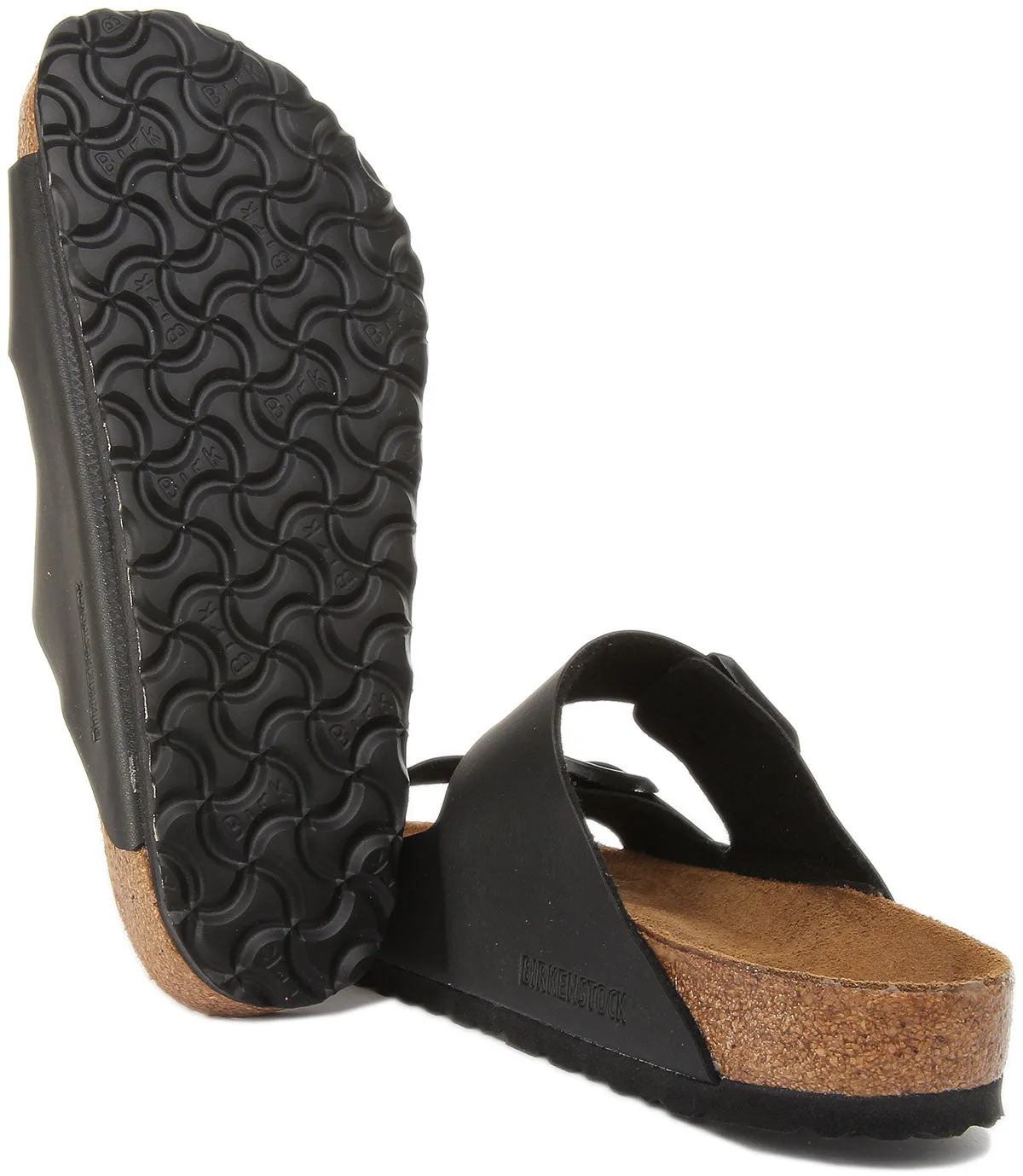 Birkenstock Arizona Sandalia Birko Flor con doble tira para en negro