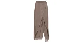 Brunello Cucinelli Falda midi a capas de seda beige Castaño 