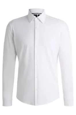 Camisa regular fit de tejido elástico técnico con estructura