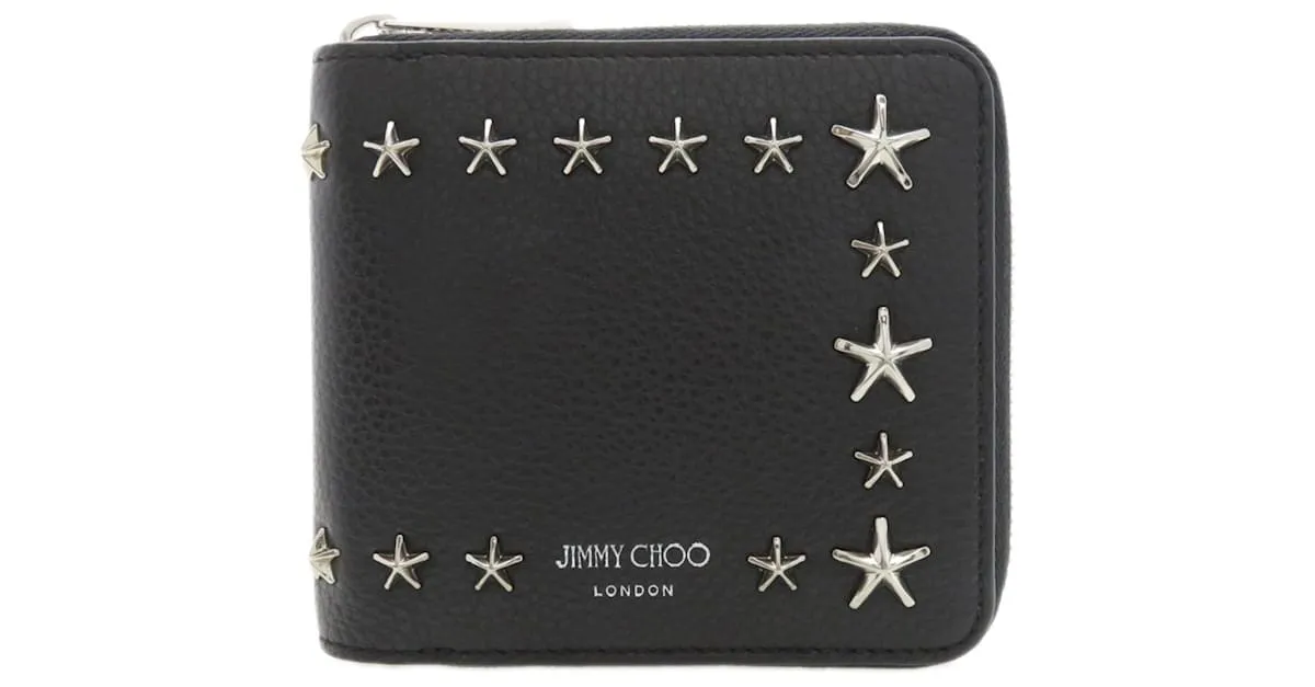 Cartera bi-fold con motivo de estrella Jimmy Choo Negro 
