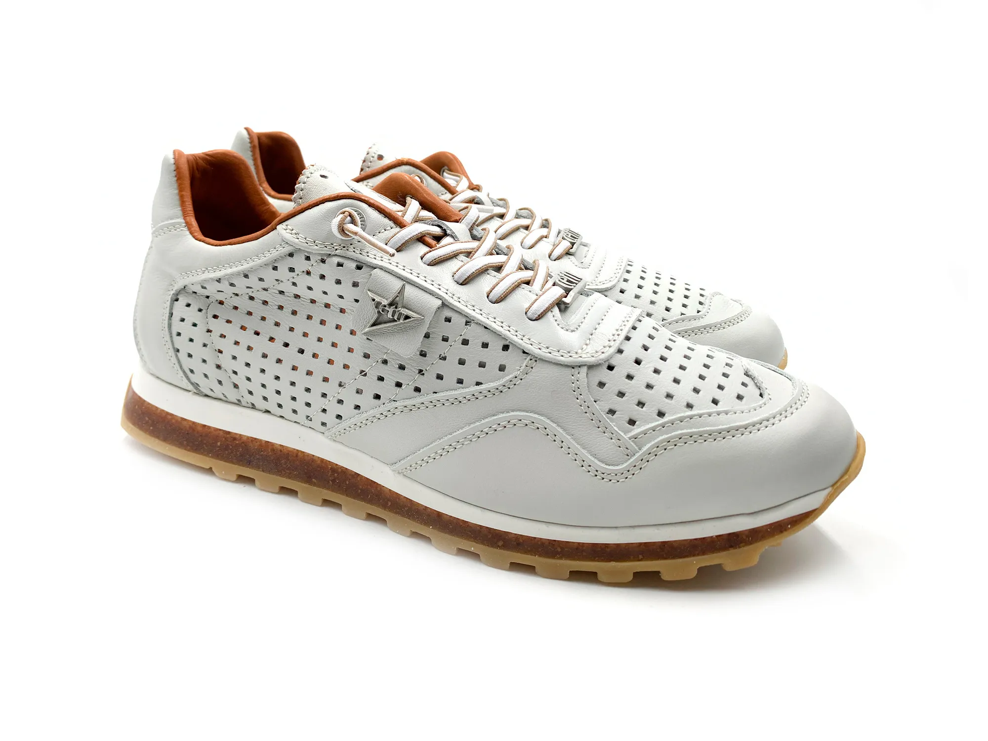 Cetti C-848 Deportivo Casual Off White Piel Troquelada Hombre