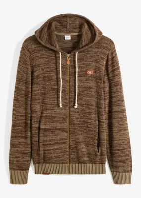 Chaqueta de punto marrón/verde oliva claro moteado