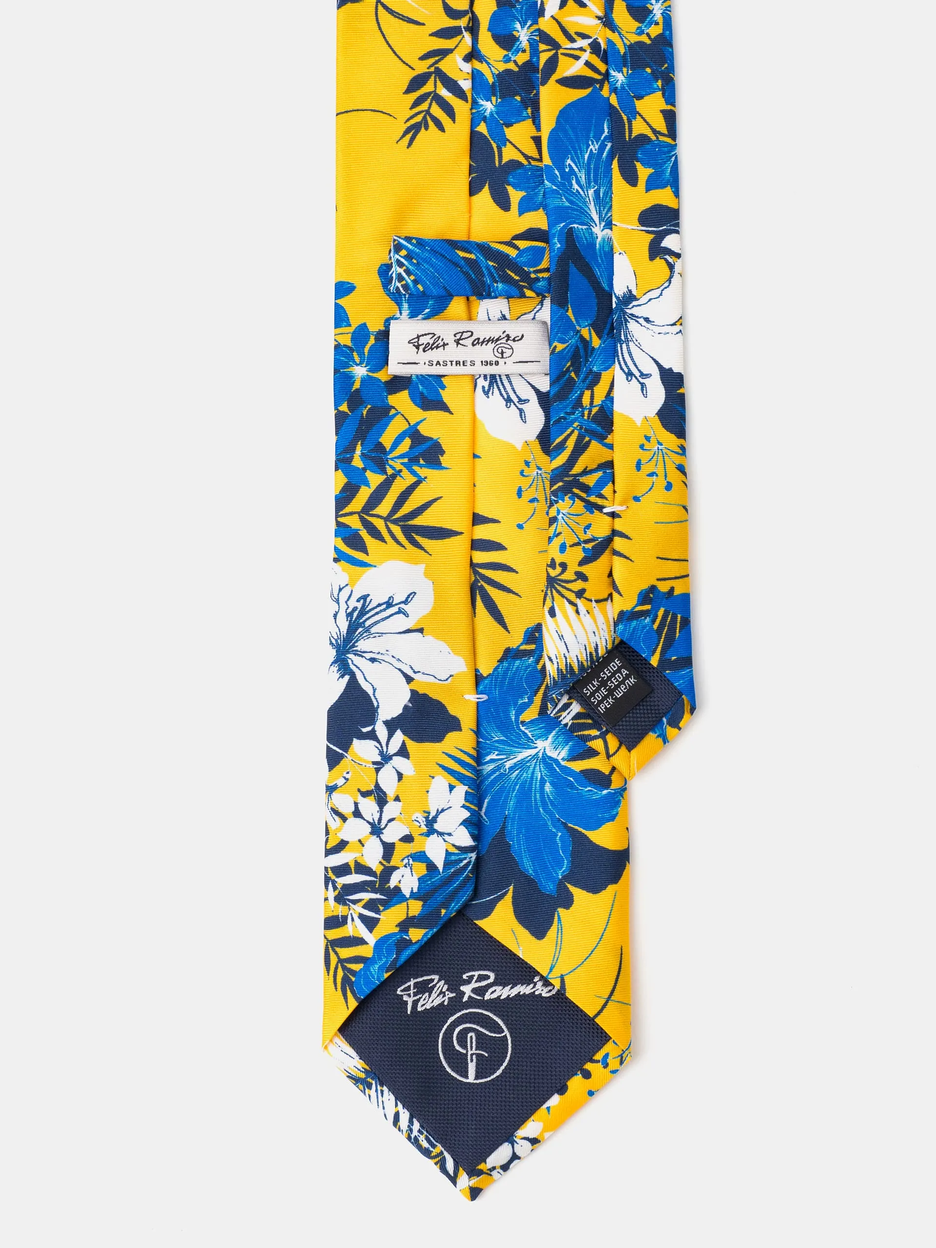 CORBATA SEDA ESTAMPADO TROPICAL AMARILLO