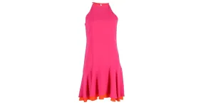 Diane Von Furstenberg Vestido a capas con cuello halter Kera en triacetato rosa 