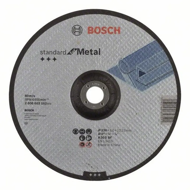 Disco de corte BOSCH acodado Standard for Metal A 30 S BF, 230 mm, 22,23 mm, 3,0 mm - 2608603162