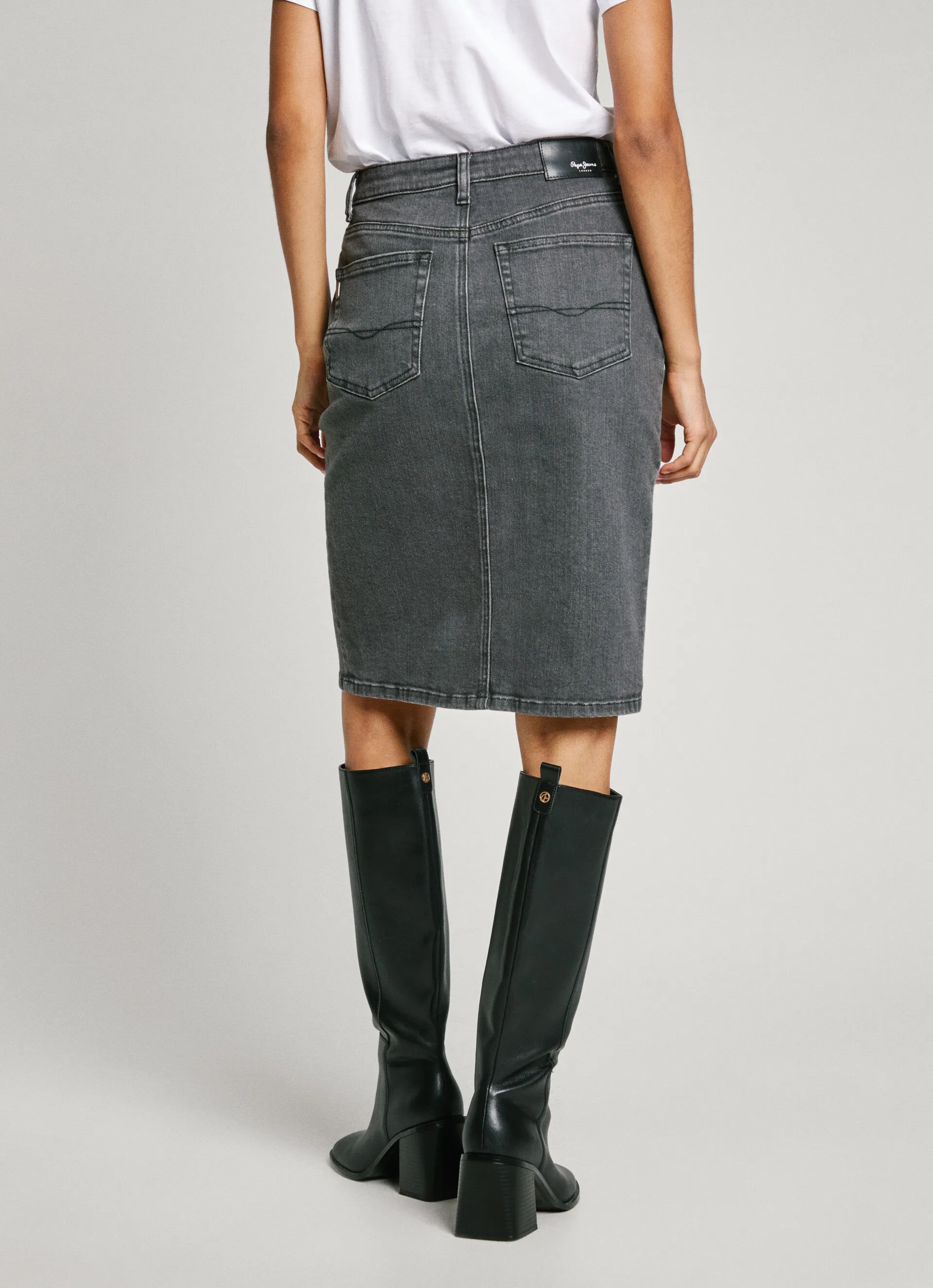 falda midi denim fit regular