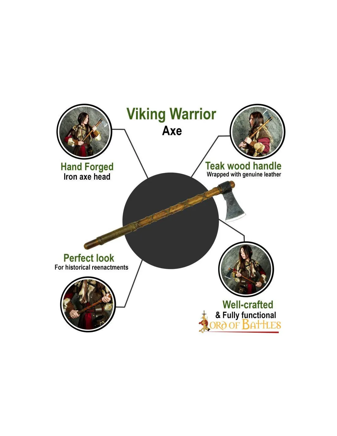 Hacha funcional vikinga forjada a mano