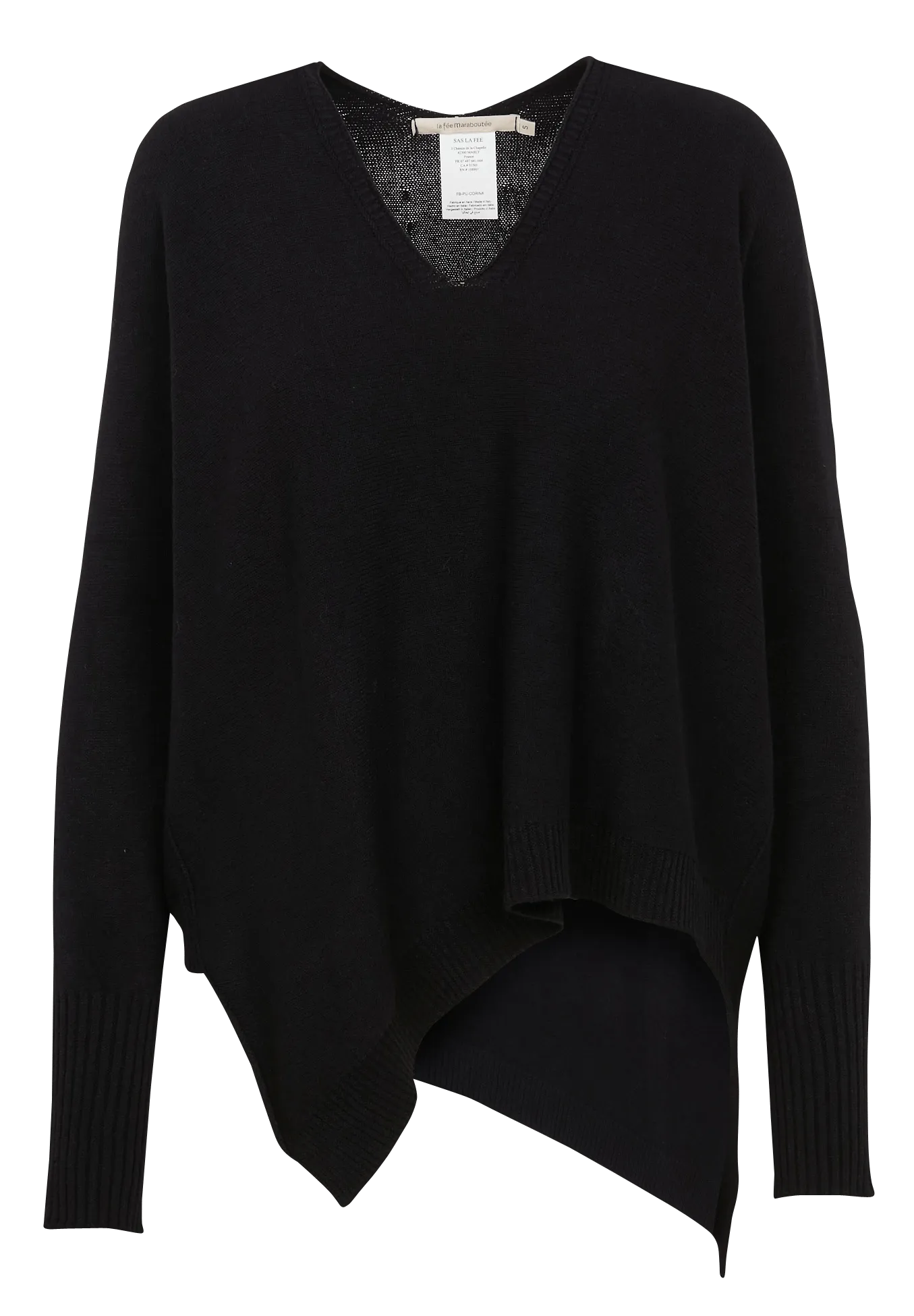 LA FEE MARABOUTEE Jersey de mezcla de lana con cuello de pico en negro