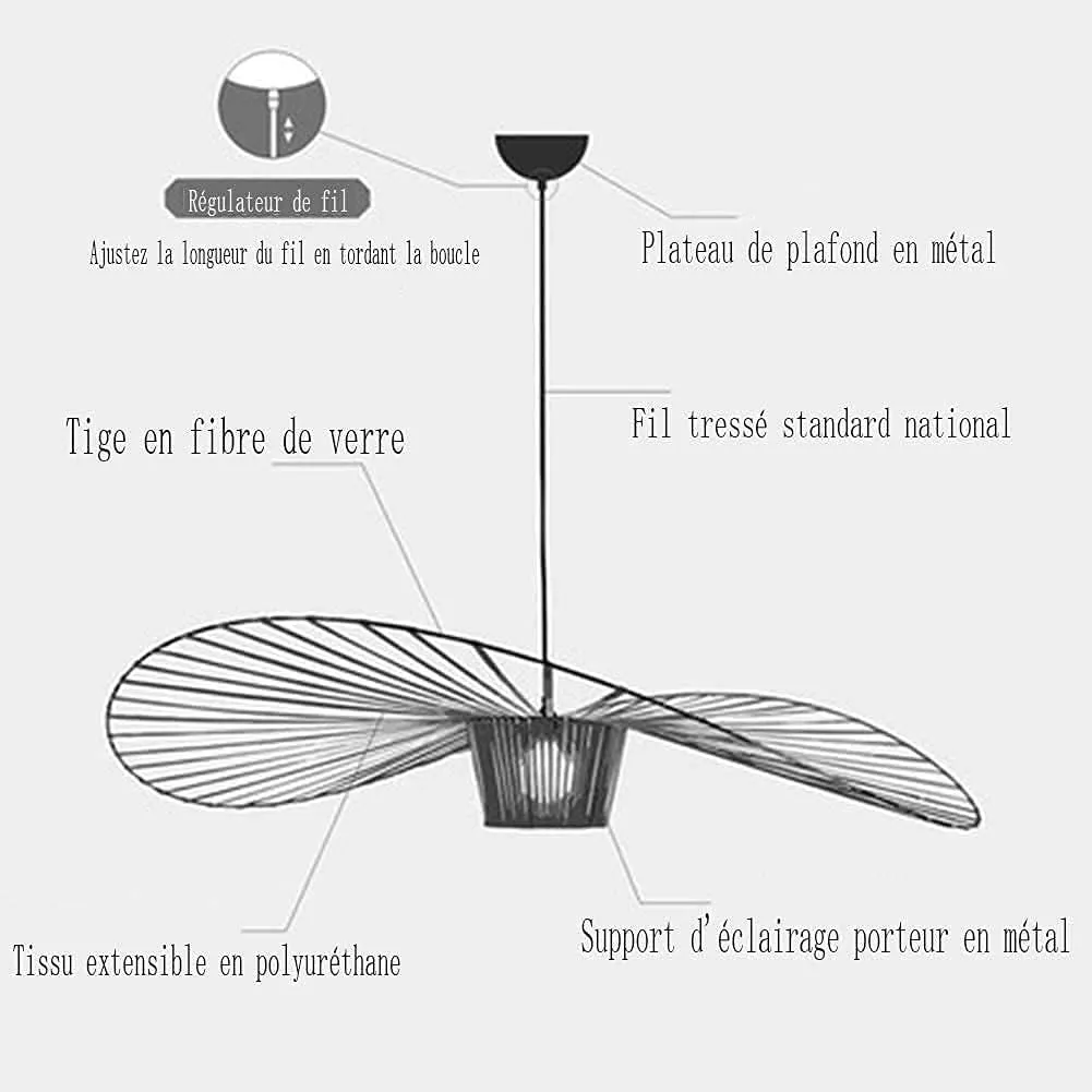 Lámpara Colgante Retro De Vértigo Araña, Fibra De Vidrio + Diseño De Sombrero De Tela De Fibra Luz Pendiente,sala De Estar Moder