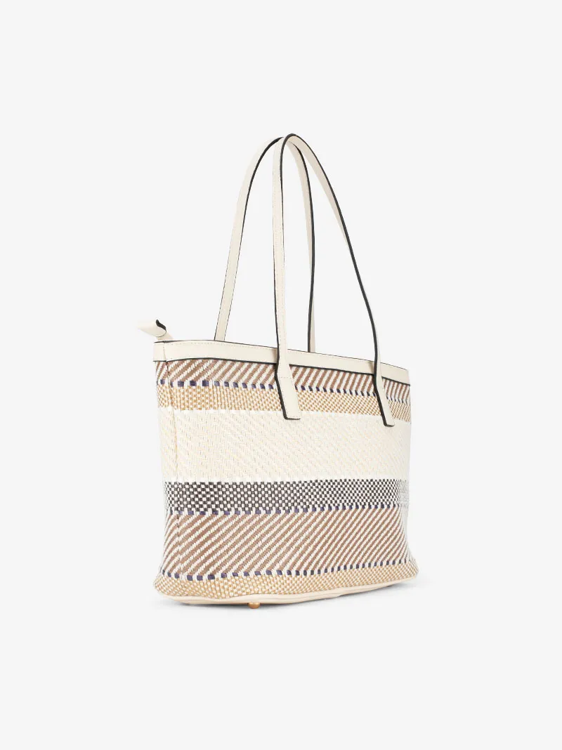 MALA TOTE COM ALÇAS DE MÃO COMBINADA COM RÁFIA