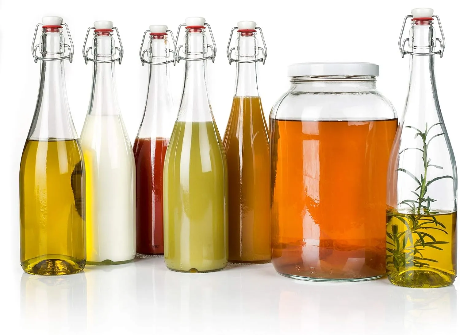 myFERMENTS - Kit de Elaboración de Bebidas Probióticas | Bote Grande de 4.25L | 6 Botellas de Vidrio con Cierre Hermético de 750