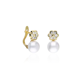Pendientes Oro 18k, circonita y perla "Magical"