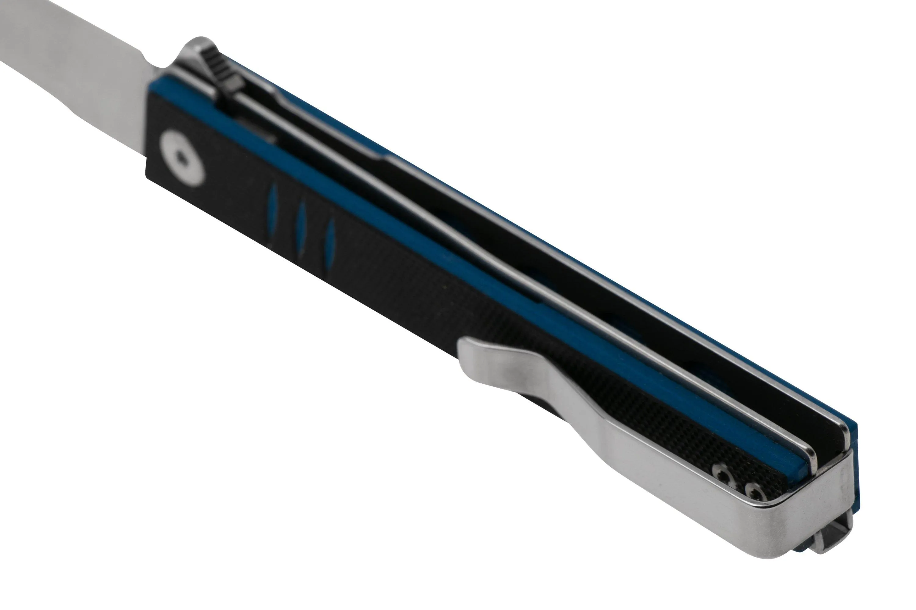 Real Steel Kikashi 8071DS Stonewashed 14C28N, Black Blue G10, navaja
