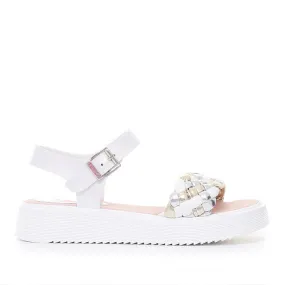 sandalias Pablosky con tiras trenzadas en oro y plata