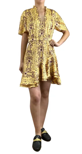 SANDRO Vestido Amarillo Flores