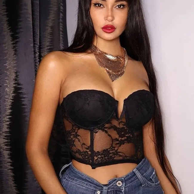  Sexy Black Lace Mesh Stitching Camisoles Bras Spicy Teen Vest Lace Lingerie