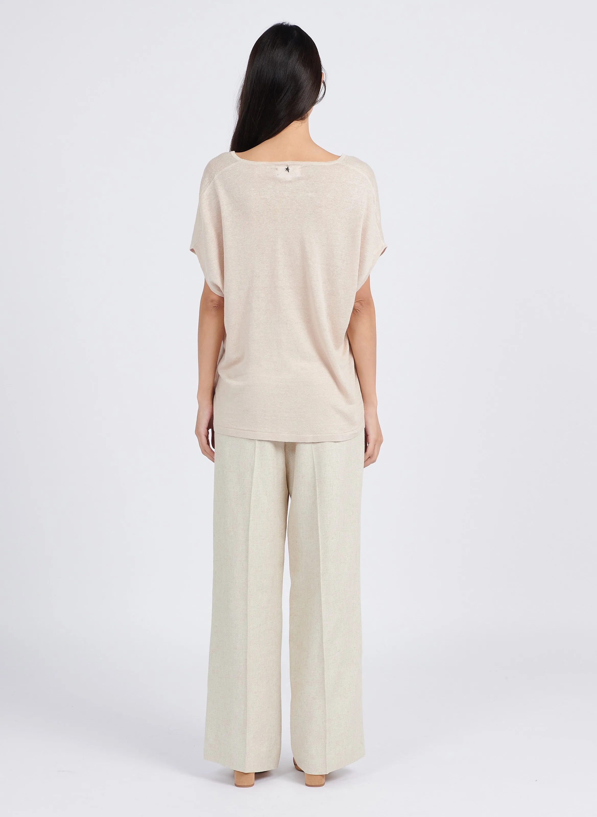 SUD EXPRESS PARTENA - Pantalón ancho de tiro alto en beige