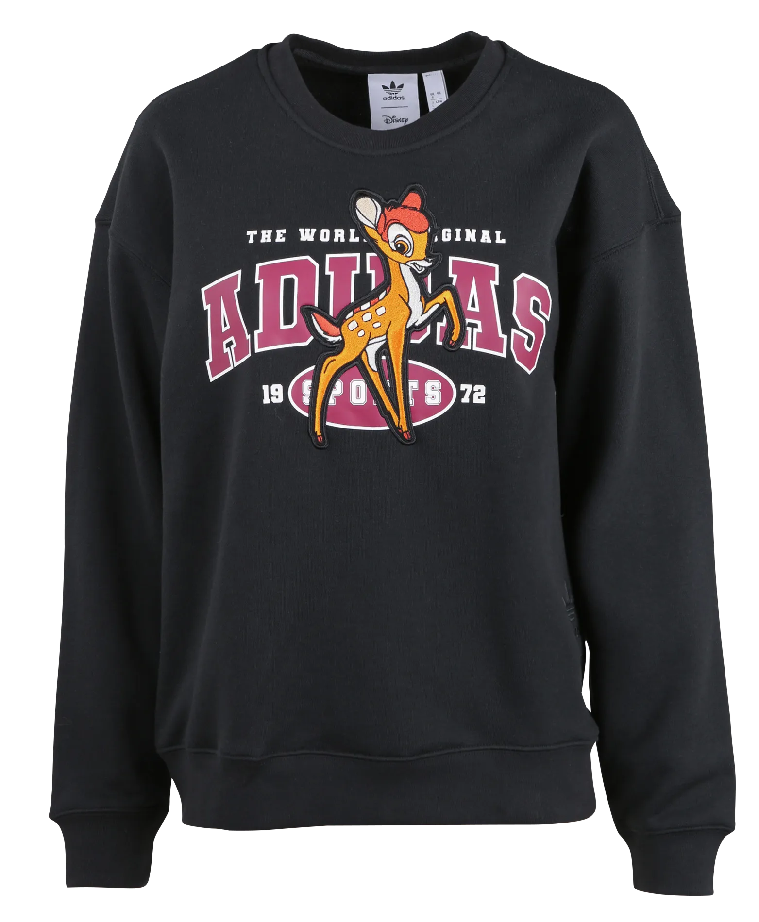 Sudadera de algodón bordada con cuello redondo Adidas x Disney en negro
