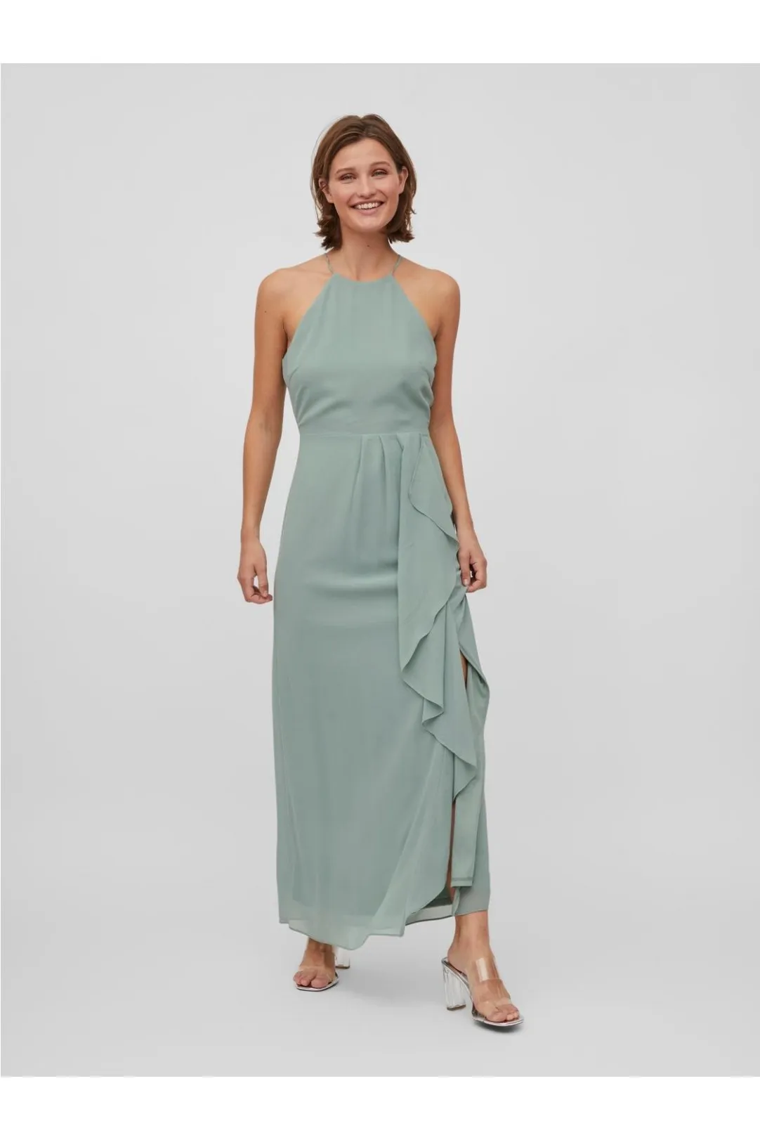 VESTIDO FIESTA VIMILINA VERDE OLIVA