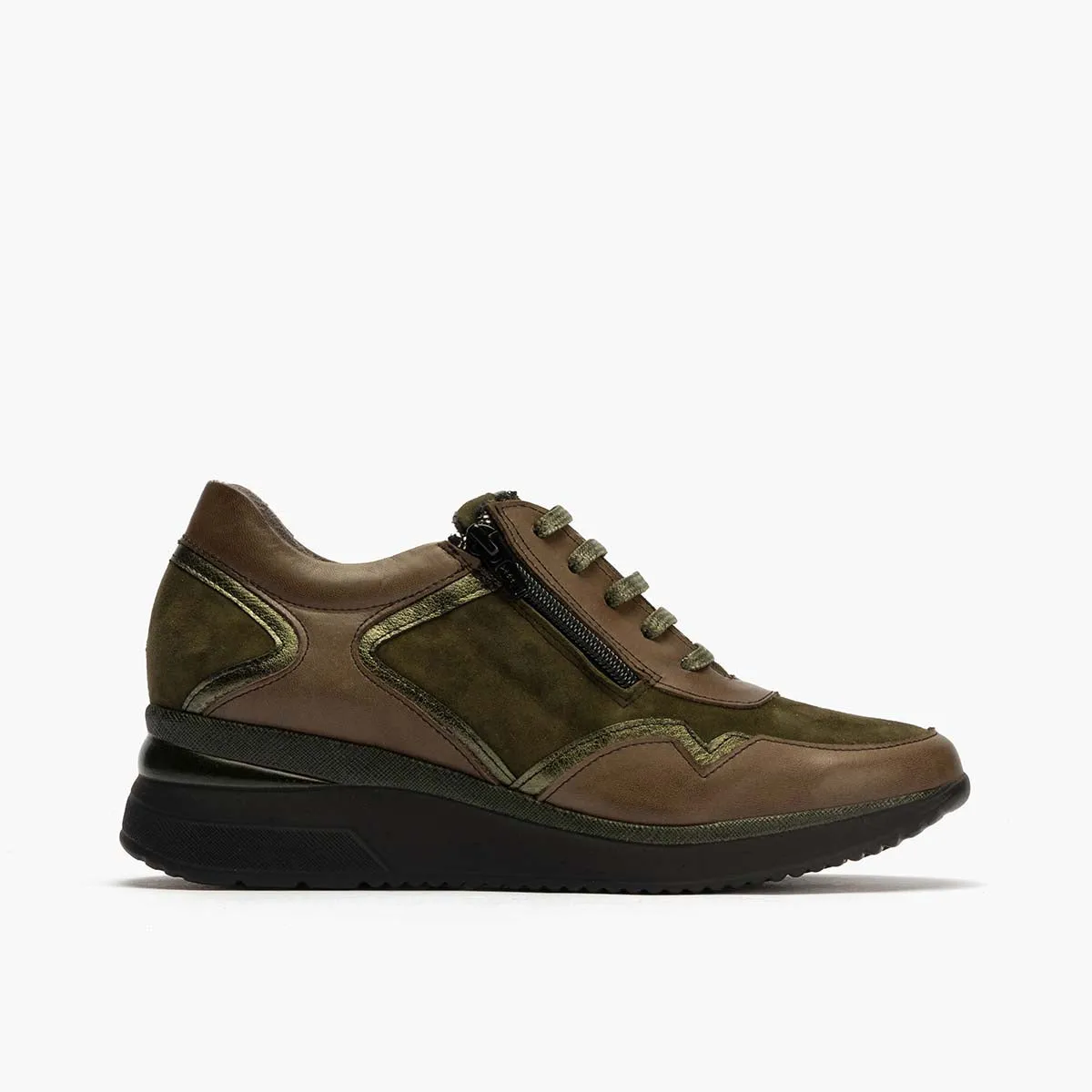 Zapato Deportivo Napa con Cremallera de mujer color kaki