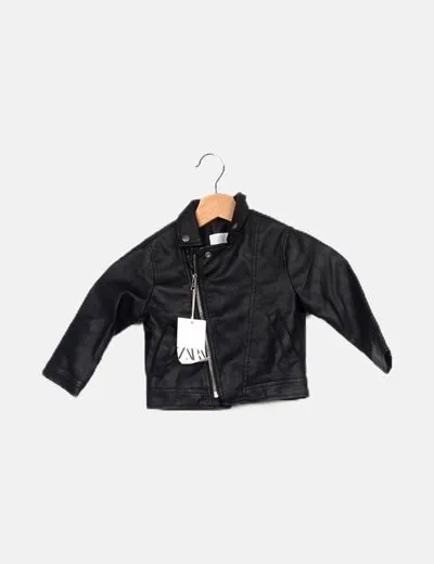 Zara Chaqueta biker negra combinada